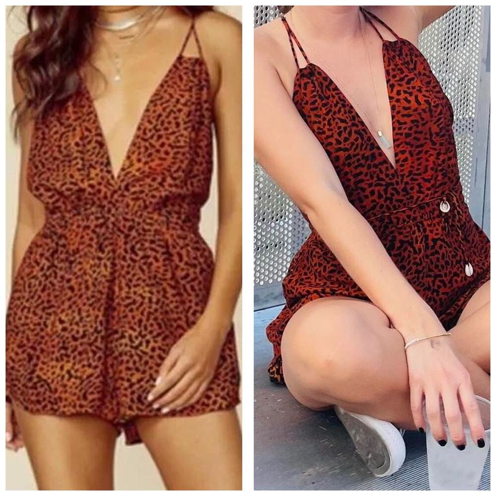 Indah Zena Cheetah Romper Size Medium Bohemian Shells Vacation